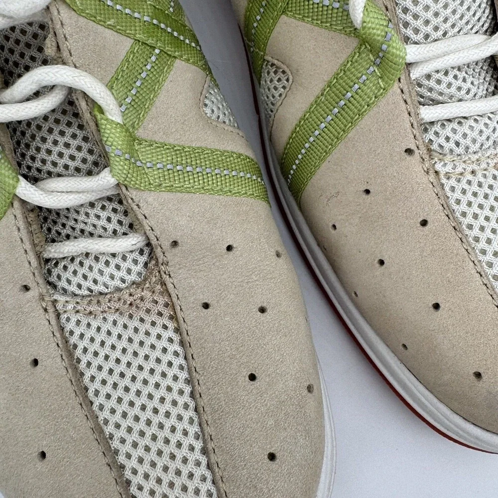 Cole‎ Haan NikeAir Sneakers Womens 5.5B Suede Tan Green D16126 Sporty Preppy